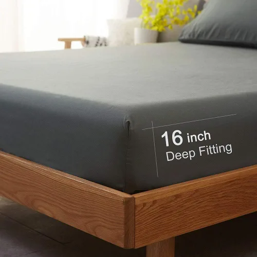 Vista 6 de SONORO KATE Juego de sábanas de cama de microfibra súper suave de 1800 hilos, sábanas egipcias de lujo con bolsillo profundo de 16 pulgadas Gris