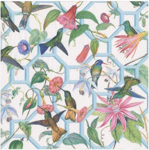 Caspari Servilletas de papel enrejado de colibrí - 20 por paquete