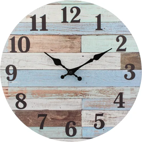Stonebriar - Reloj de pared de madera rústica, funciona con pilas, decoración de pared clásica de granja para la cocina, sala, dormitorio u oficina,