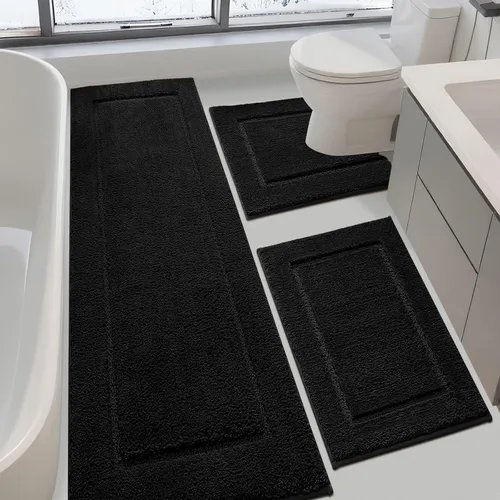 Vista 32 de Alfombras de baño de 24 x 17 pulgadas, microfibra extra suave y absorbente, parte trasera antideslizante, secado rápido, lavable a máquina, tapetes