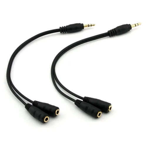 ONXE Paquete de 2 conectores de adaptador de cable divisor estéreo de 0.138 in, macho de 0.138 in a 2 hembras, para conectar altavoces externos o