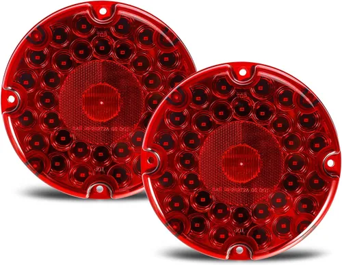 Vista 8 de Partsam 2 luces traseras redondas de tránsito de 7 pulgadas, color ámbar, 36 LED, luz LED ámbar de 7 pulgadas, señal de giro LED redonda y luz