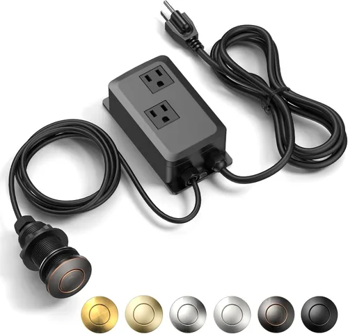 Vista 15 de Kit de Interruptor de Aire para Triturador de Basura, Salida Doble Profesional, Cubierta de Latón Macizo en Oro Cepillado, Botón Superior
