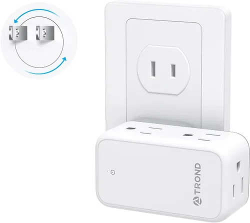 Vista 9 de TROND Toma de pared de enchufe múltiple, extensor de salida con enchufe giratorio de 360°, divisor de 3 salidas de CA con 4 puertos USB (2 USB C)