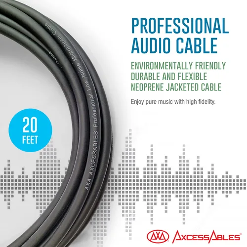 Vista 4 de AxcessAbles XLR-XLR20 XLR macho a XLR hembra Cable de micrófono equilibrado - 20 pies