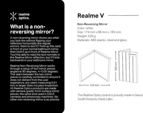 Vista 8 de Realme V (sin soporte) Kit de repuesto de espejo no inversor – Imagen verdadera, precisión inigualable, libre de calibración, diseño delgado