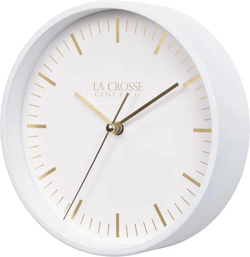 Vista 3 de La Crosse Clock 404-3715 6-inch Etta Metal Wall/Table Silent Quartz Clock