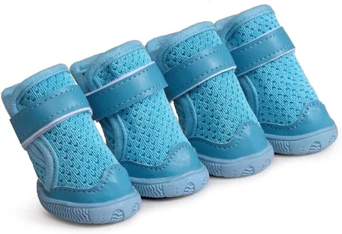 Vista 9 de Hdwk&Hped Botas para perros pequeños, zapatos de verano de malla transpirable, elegantes botines de poliuretano rosa con suela de goma