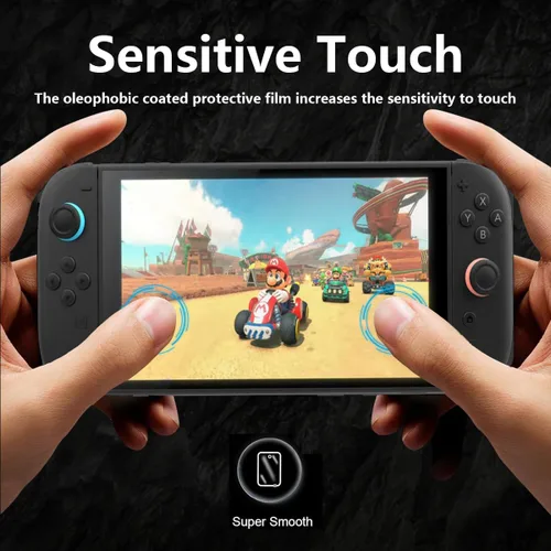 Vista 7 de 1 protector de pantalla de vidrio templado compatible con Nintendo Switch 2, dureza 9H, arañazos, película transparente HD, fácil de instalar