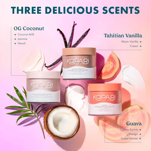 Vista 6 de Kopari Ultra Restore - Mantequilla corporal, fórmula ligera batida, ácido hialurónico y mantequilla de mango, humedad profunda y duradera, vainilla