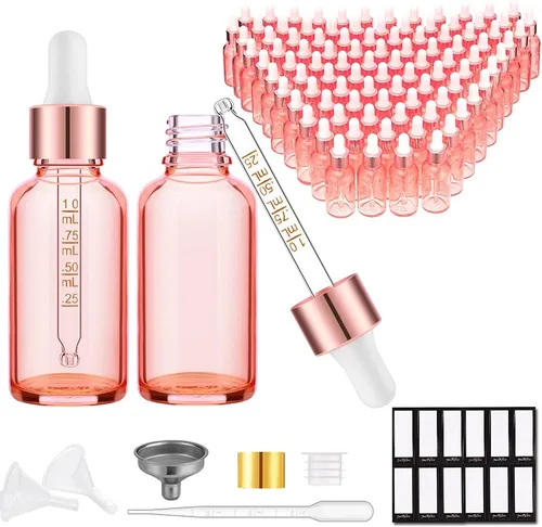 Vista 34 de PrettyCare Botella de Vidrio con Cuentagotas para Ojos 2 oz (60 ml), 24 Piezas de Botellas Transparentes y Vacías Gruesas a Granel con Tapas Dorada