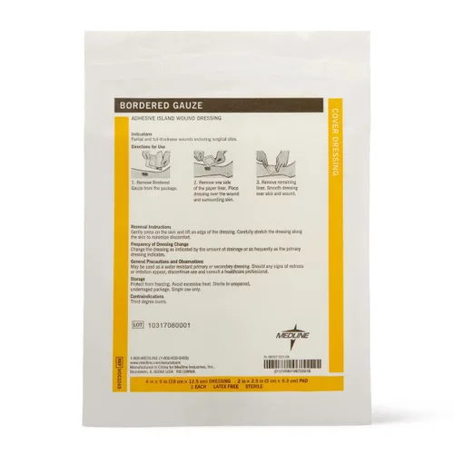 Vista 5 de Medline Vendaje adhesivo de gasa con bordes estériles para heridas, 4 x 5 pulgadas con almohadilla de 2 x 2.5 pulgadas, paquete de 15