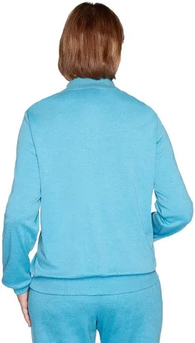 Vista 2 de Alfred Dunner Colcha de manga larga con estampado floral y media cremallera para mujer