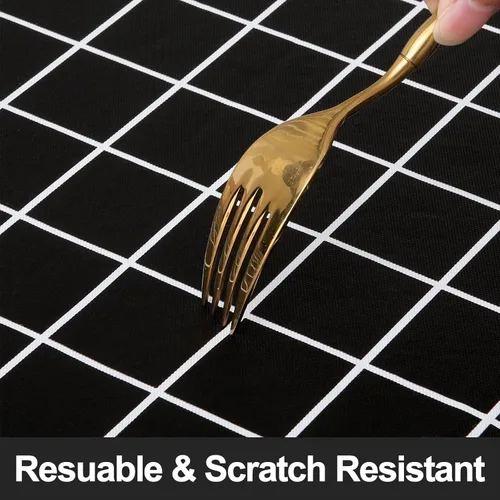 Vista 309 de Mantel rectangular, manteles de plástico elásticos ajustables con parte trasera de franela para mesas de 4 pies, manteles de vinilo impermeables