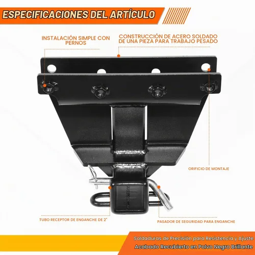 Vista 2 de Enganche de remolque clase 3 receptor de 2 pulgadas compatible con Jeep Grand Cherokee 05-10, color negro