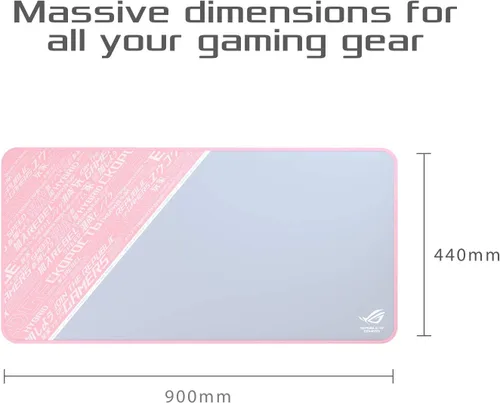 Vista 2 de ASUS ROG Sheath PNK - Alfombrilla de mouse extendida para juegos de edición limitada, superficie ultra lisa para control preciso del mouse
