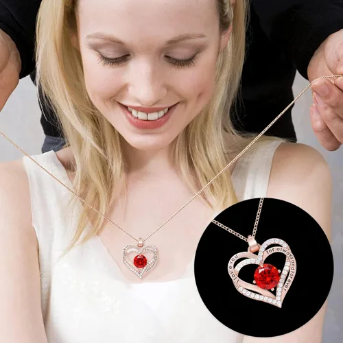 Vista 5 de Juego de regalo de joyería de rosa preservada con collar de amor, hecho a mano para ella en Navidad, día de la madre, cumpleaños, día de San