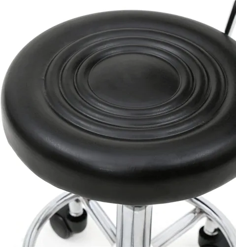 Vista 7 de Goujxcy Taburete multiusos para salón, taburete giratorio ajustable con cojín trasero y ruedas, perfecto para salón de belleza, spa, tatuaje