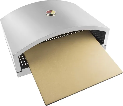 Vista 6 de Horno de pizza con parrilla abierta para parrilla de gas o carbón, incluye piedra de pizza de cerámica