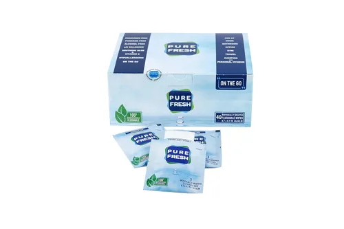 Vista 4 de PureFresh Toallitas húmedas desechables por el inodoro envueltas individualmente para viajes, 40