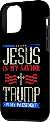 Vista 2 de iPhone 12 mini Jesús Is My Saviour Trump Is My President Pro Trump Estuche de regalo