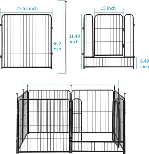 Vista 3 de Corralito portátil para perros, valla de ejercicio de metal resistente para mascotas, corral para interiores y exteriores, corral para mascotas