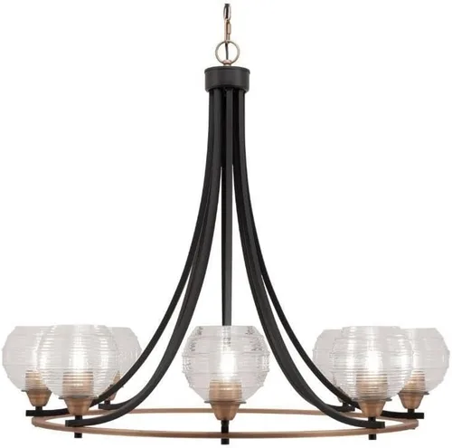 Vista 52 de Toltec Lighting 3408-BN-300 Paramount - Lámpara de araña de 8 luces elevadas, 31 pulgadas de alto y 31.25 pulgadas de ancho, color acabado: níquel