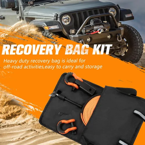 Vista 5 de BUNKER INDUST Kit de recuperación de correa de remolque resistente, correa de enganche de 3 pulgadas x 30 pies, 30,000 libras + receptor de enganche