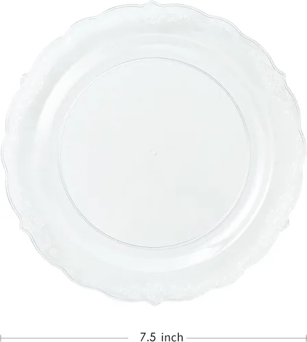 Vista 4 de Upassion 100 Piezas Platos de Plástico Transparente - Platos Desechables Transparentes para Cena de 7.5 Pulgadas - Platos Desechables Duros Premium