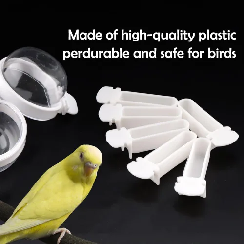Vista 3 de Tazón transparente desmontable para pájaros pequeños, 6 unidades, taza de plástico para alimentos, pinzón canario, práctico alimentador de agua