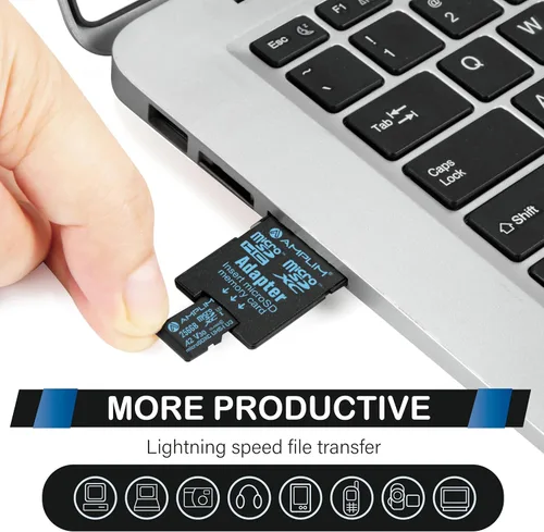 Vista 7 de Tarjeta Micro SD de 256 GB 2 tarjetas de memoria de 256 GB Plus adaptador, extremadamente alta velocidad 170MB/S A2 MicroSDXC U3 Clase 10 V30 2X