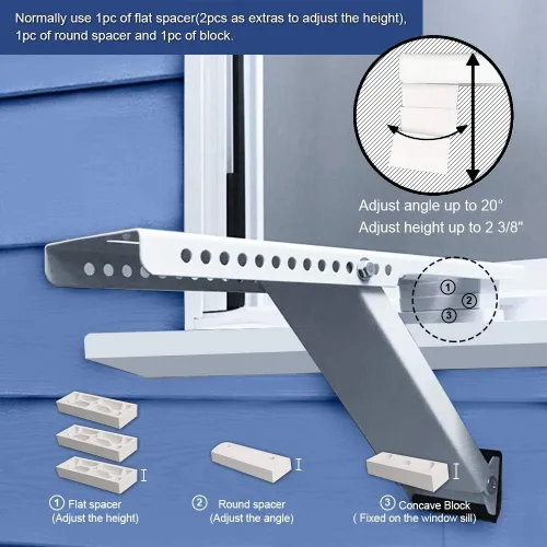 Vista 4 de ONELIGHT Soporte universal de aire acondicionado para ventana de aire acondicionado, resistente, hasta 165 libras