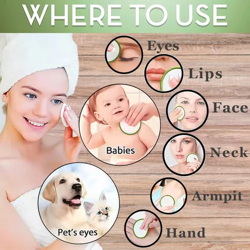 Vista 2 de ISA'S World - Almohadillas de algodón de bambú reutilizables para eliminar el maquillaje (paquete de 20) incluye bolsa de lavandería de algodón