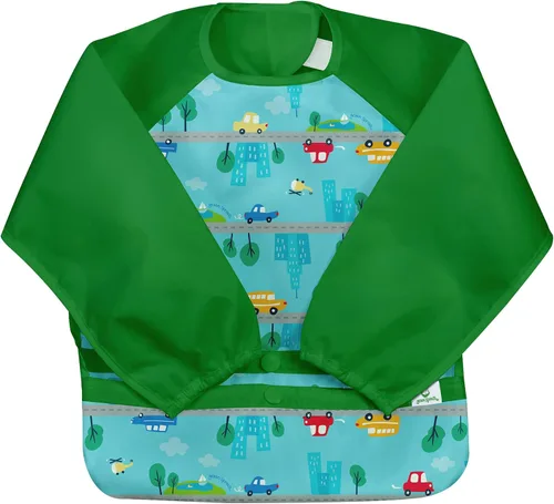 Vista 10 de Snap & Go - Babero de manga larga fácil de usar, 12-24 meses, diseño de dinosaurios aguamarina