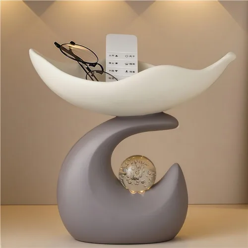 Vista 8 de Resin Figurine Key Holder Tray, Decorative Small Decorative Tray, Modern Decor Resin Storage for Entryway, Living Room or Office(Black)