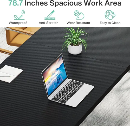 Vista 6 de Tribesigns - Escritorio ejecutivo de 78.7 pulgadas, escritorio grande para computadora de oficina, estación de trabajo, escritorio moderno