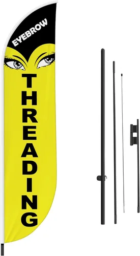 Vista 59 de DreamController - Bandera de plumas de alteraciones (11.5 pies x 2.5 pies) por DreamController para negocios al aire libre con poste adicional