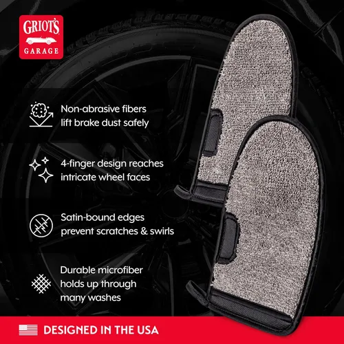 Vista 3 de Griot's Garage 11820 - Manoplas de microfibra para lavado de ruedas, limpieza sin arañazos para todas las superficies de las ruedas, juego de 2