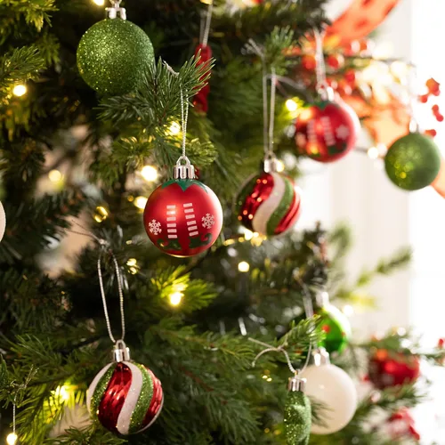 Vista 4 de Valery Madelyn Adornos de Bolas de Navidad, Set de Decoraciones de Árbol de Navidad Irrompibles de 35 piezas Duende Rojo Verde Blanco, Adorno