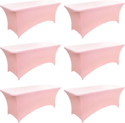 Vista 22 de Paquete de 2 Cubiertas de Mesa de Spandex de 4 pies para Mesas Plegables Rectangulares - Manteles Elásticos Ajustados Resistentes a las Arrugas