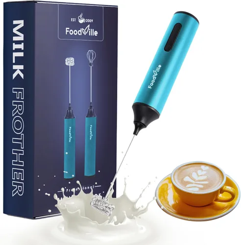 FoodVille MF05 Espumador de leche recargable con carga USB, máquina de espuma de mano con batidor de globo inoxidable para capuchino, café con