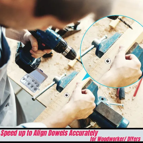 Vista 4 de Juego de 10 centros de clavija de acero inoxidable para perforar agujeros con punta afilada para herramientas de carpintería, clavijas sólidas