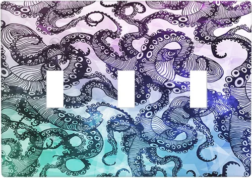 Vista 51 de Moslion Placa de pared basculante de mármol gris y marrón de 1 cuadrilla, arte de granito fluido, onda fluida, salida única, interruptor de luz