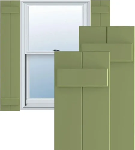 Ekena Millwork Persianas de PVC True Fit de Dos Tablas Unidas Board-n-Batten de 10 3/4"An x 36"Al, Verde Musgo (Por Par - Herrajes No Incluidos)