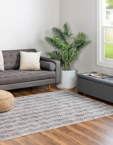 Vista 4 de Unique Loom Eco Trellis Collection - Alfombra de área - Osage (rectangular 2 pies 0 pulgadas x 3 pies 0 pulgadas, marfil carbón)