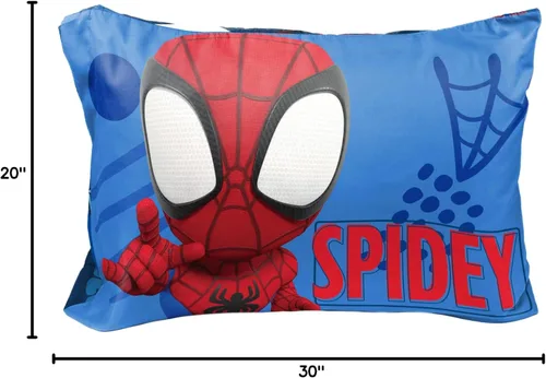 Vista 6 de Jay Franco Marvel Spidey and His Amazing Friends Team Spidey 1 funda de almohada reversible individual – Ropa de cama súper suave de doble cara