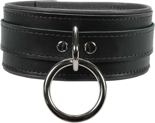 Vista 5 de Madison Collar Latigo Leather Lambskin O-Ring Handmade Padded Leather Collar