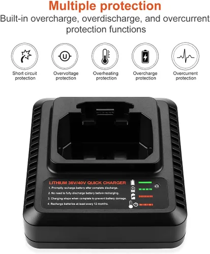 Vista 5 de Powilling 36V/40V Max Fast Charger Replacement for Black & Decker LCS36 LCS40 for Black and Decker 36V/40V Lithium Battery LBXR36 LBXR2036 LBX36