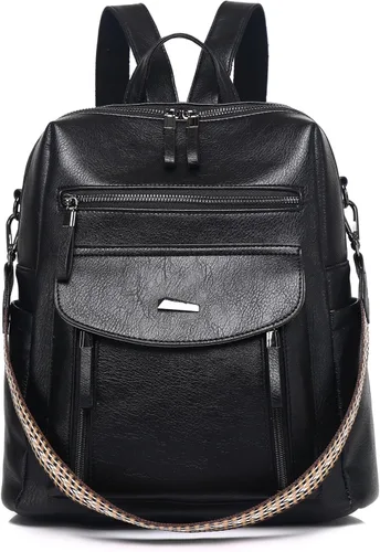 Vista 8 de Mochila de cuero sintético para mujer, diseño multiusos de moda, bolso de mano para damas, bolsa de hombro, mochila de viaje, Beige