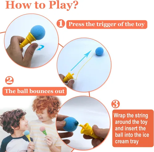 Vista 3 de Meirrnyyu 24 lanzadores de bolas de espuma de helado de 4 pulgadas, mini juguetes de disparo de cono de helado para niños, premio de carnaval
